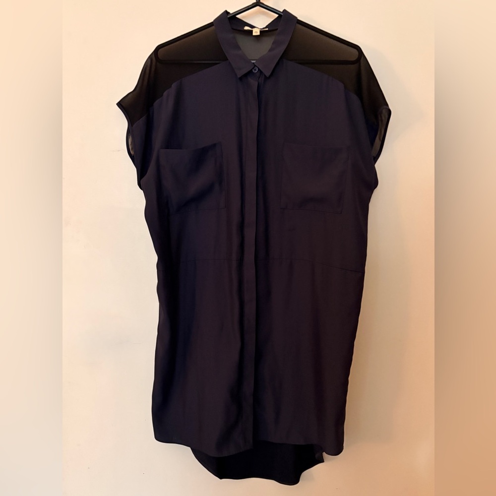 Silence + Noise Navy and Black Casual Shirt Dress